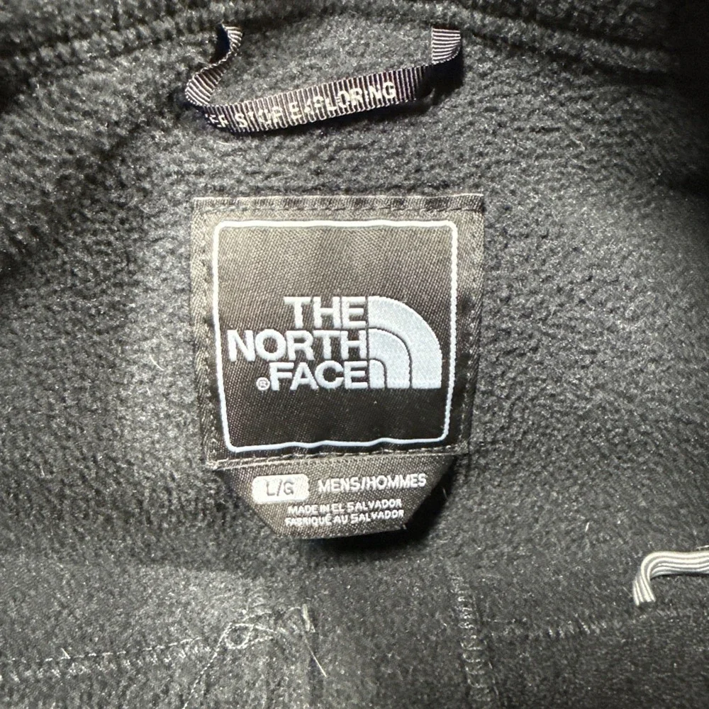 The North‎ Face Denali Jacket Men Large Black Contrast Zipper Red Logo